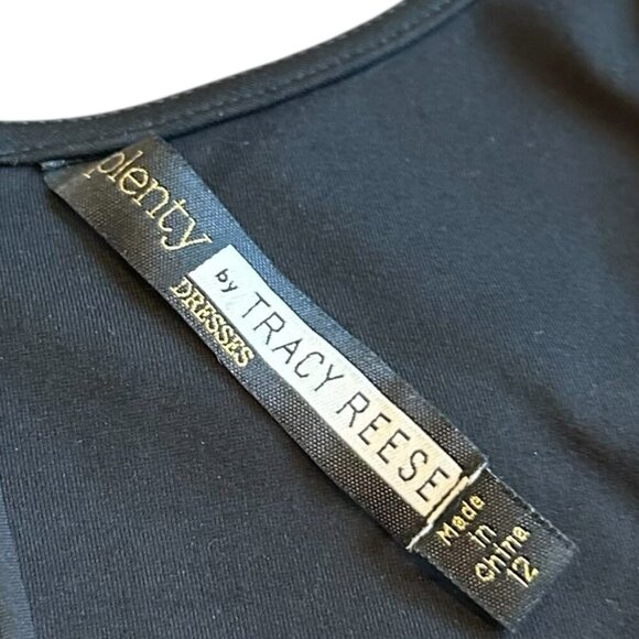 Plenty by Tracy Reese Black Gold A-Line Dress Stretch Top Party Size 12 Women's - Picture 12 of 12